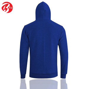 En couleur bleue 100% coton sweats à capuche thermiques qualité supérieure conception personnalisée tenue décontracté manches longues hommes sweats à capuche - Product Image 3