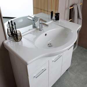 Meuble de salle de bain sur pied Ravenna 85 cm avec effet bois chêne blanc, ensembles de salle de bain - Product Image 3