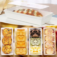Boîte de présentation de desserts en carton blanc écologique de qualité alimentaire, emballage durable pour pâtisseries, biscuits, gâteaux, étiquette personnalisée, couleur personnalisée