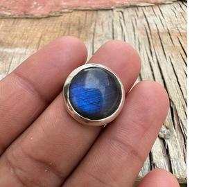 Elegant Solid 925 Sterling Silver Ring for Women Handmade Vintage Style <b>Labradorite</b> Gemstone <b>Jewelry</b> Christian Religious Symbol - Product Image 1