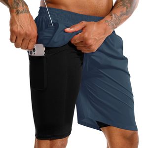 2025 gros Gym hommes Fitness entraînement respirant séchage rapide sport course Shorts avec poche intérieure Compression Shorts pour hommes - Product Image 2