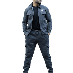 Ensemble de survêtement d'entraînement décontracté pour homme, hiver, uni, respirant, léger, écologique, séchage rapide, coton/polyester - Product Image 1