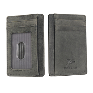 Tarjetero de Cuero Genuino con Ventana para Identificación y Sin Cierre - Product Image 1