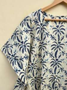 Vestido Kfatan de algodón 100% hecho a mano indio para mujer, ropa de dormir informal con estampado Floral, ideal para vacaciones en la playa de invierno, otoño y primavera - Product Image 2