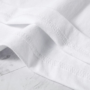 OEM logo 250gsm 100% algodón mujeres cuello en V liso manga corta Camiseta logotipo impreso en blanco Unisex camiseta para hombres - Product Image 4