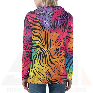 Sudadera con Capucha de Invierno para Mujer, Estampado Animal Tie-Dye Arcoíris Premium, Tejido de Rizo, Colorida, Ligera y Cómoda - Product Image 4