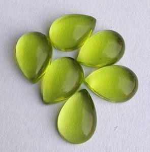 พลอยควอตซ์ทรงหลวมตัดลูกแพร์อัญมณีสีเขียวธรรมชาติสำหรับทำเครื่องประดับทรงแบน - Product Image 1