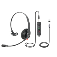 200 Auriculares Personalizados con Reducción de Ruido de 3.5mm+USB-C de un Solo Lado con Micrófono para Centro de Llamadas y Espacio de Trabajo