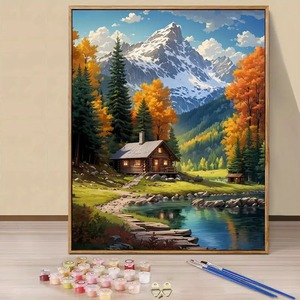 Pintura al óleo de gato de dibujos animados lindo por número para colorear simple para decoración de dormitorio o sala de estar Tema de retrato - Product Image 1