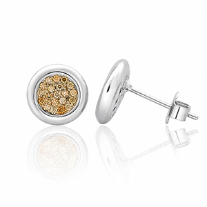 Boucles d'oreilles clous rondes en zircon et citrine, bijoux turcs faits à la main en argent sterling 925, vente en gros - Product Image 2
