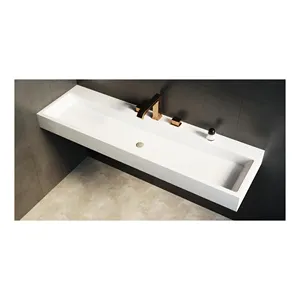 Luxury Rectangular White Solid Modern Art Wash Basin Bathroom Stone Terrazzo Basin