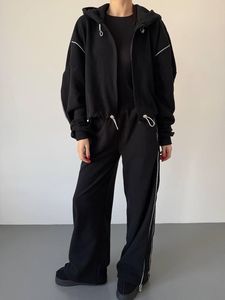 Ensemble de survêtement en molleton bordeaux pour femmes, sweat-shirt à capuche et pantalon assorti, coupe ample, vêtements de sport décontractés, tenue deux pièces - Product Image 3