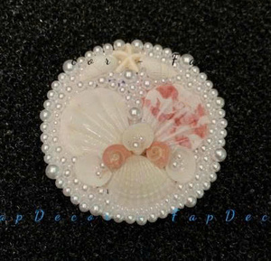 <b>Round</b> Seashell Hand <b>Mirror</b> Handmade Vietnam Marine Shell Ornamentation Craft - Product Image 2