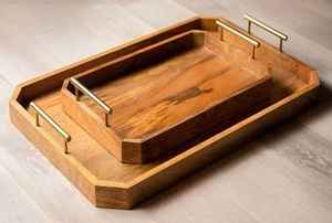 Elegante Bandeja de Servir Cuadrada de Bambú con Asa, Marca Khadim Handicrafts, Plato Artesanal de la India para Desayuno/Almuerzo/Cena - Product Image 3