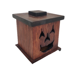 Hot-Selling Walnut Brown Hand-Carved <b>Wood</b> Candle Box Lid Creative Luxury Antique Vintage Halloween Christmas Decoration <b>Model</b> - Product Image 1