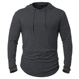 Sweat-shirt à capuche de sport d'hiver pour homme, respirant, écologique, brodé, en polyester/coton, uni, coupe ajustée, pour la gym - Product Image 3