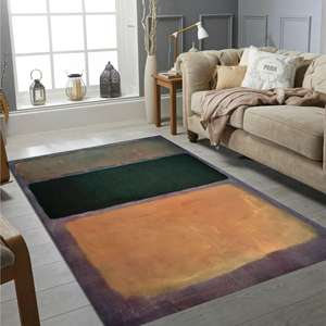 <b>Abstract</b> Orange and Green <b>Rug</b>, Modern Color Block Digital Carpet,With Pile Soft <b>Rug</b> - Product Image 1