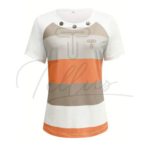 Vente directe d'usine, t-shirts d'été pour femmes les plus vendus, écologiques, imprimés, personnalisables, respirants, séchage rapide, fabriqués au Pakistan - Product Image 1