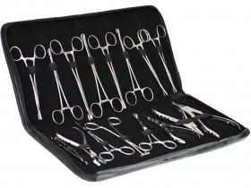 Kit d'outils de perçage corporel en acier inoxydable allemand de qualité supérieure Instruments chirurgicaux Pochette en cuir noir - Product Image 2