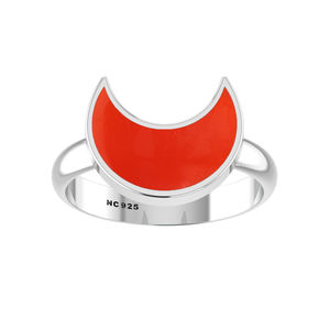 แหวนโกเมนรูปพระจันทร์สีเงิน925แบบเรียงซ้อนกันได้การตั้งค่าแบบฝาปิดสุดอินเทรนด์การหมั้นครบรอบแต่งงานของขวัญสำหรับงานเลี้ยง - Product Image 1