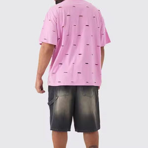 Camisetas de Manga Corta Extra Grandes de Algodón 100% con Efecto Desgastado, Estampado Personalizado con Logotipo, para Hombre, 2026 - Product Image 4