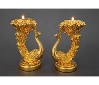 Tempat Lilin Minimalis Premium Berlapis Emas 24K Bentuk Burung Merak untuk Dekorasi Rumah, Pernikahan, Diwali, Gaya Mewah dan Meriah