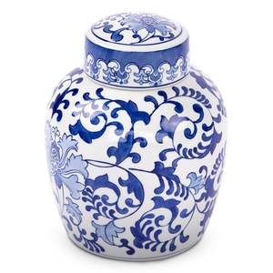 Urna Funeraria Exótica de Cerámica Azul para Cenizas Humanas Adultas, Urnas Funerarias Grandes para Conmemorar - Product Image 1