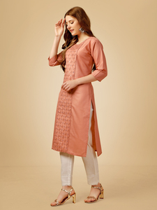 Totalmente cosido rayón algodón Magic Slub Kurti intrincado bordado trabajo para Indio y paquistaní vestido Casual moda - Product Image 3