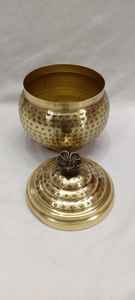 ชามทองเหลืองสีเงินทองทำด้วยมือพร้อมด้ามใบไม้สำหรับตกแต่งโต๊ะผลไม้งานปาร์ตี้โอกาสร้านอาหารบ้าน - Product Image 3