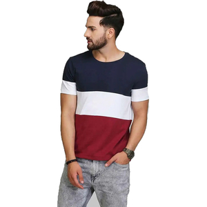 T-shirts à manches courtes multi-panneaux pour hommes prix bon marché qualité supérieure t-shirts à la mode en plein air pour hommes vente en gros - Product Image 3