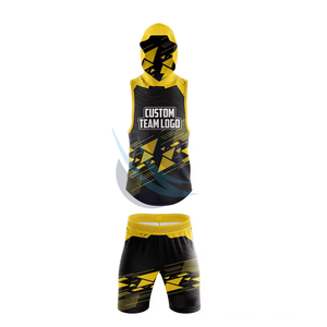 Custom 7v7 Hooded Sleeveless <b>Compression</b> <b>Shirts</b> American Football Jersey Flag Design Sublimation Print Breathable 100% Polyester - Product Image 2
