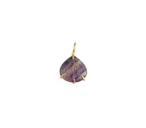 Pendentif Coquillage Fluorite 12mm Coquillage Sculpté Fluorite Or 18K Vermeil 925 Argent Sterling Sertissage Pendentif Charme Fluorite - Product Image 1