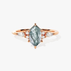 Boho 925สไตล์เงินสเตอร์ลิงมอสอาเกตอัญมณีเครื่องประดับทำมือแหวนเงินเครื่องประดับสำหรับผู้หญิงของขวัญแต่งงานสำหรับเธอ - Product Image 4