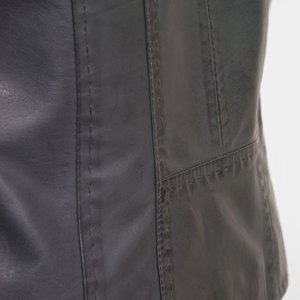 Custom High Quality Men's Genuine Sheep Skin Leather Bomber <b>Jacket</b> with Stand Collar Canvas Fabric Winter Moto & Biker Style - Product Image 4