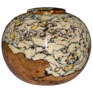 Diseño de flores impresas Cuerpo humano Cenizas para adultos Urna de cremación Acabado esmaltado Cenizas conmemorativas de metal de latón macizo Urna de cremación - Product Image 2