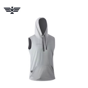 Sudadera sin mangas con capucha ligera de primavera al por mayor, diseño personalizado unisex, con bolsillo canguro, 100% algodón - Product Image 5