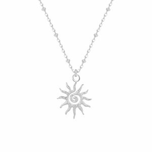 LUCKYJIU Joyeros personalizados Impermeable Sin deslustre Hipoalergénico Acero inoxidable 18K Chapado en oro Espiral Sol Colgante Collar - Product Image 2