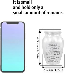 Mini urne personnalisée pour bébé en acier inoxydable Urne décorative gravée commémorative pour la perte d'un enfant en argent de taille personnalisée - Product Image 2