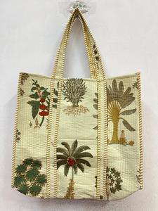 Sacs fourre-tout de week-end en coton faits à la main, fermeture à glissière, couleur unie, matelassés, grande capacité, sac à bandoulière pour les courses - Product Image 2