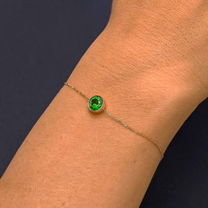 <b>Solid</b> <b>Gold</b> Bezel Set Natural Emerald Gemstone Fine Bracelet Personalized Family Multi Birthstone Custom Made Birthstone Gifts - Product Image 1