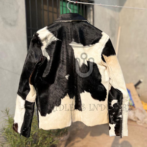 Natural Hair-On-Hide Cow Skin Leather <b>Biker</b> <b>Jacket</b>-Premium Quality Heated Breathable Windproof Winter Coat - Product Image 4