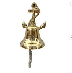 Campana de Ancla Náutica de Latón Macizo de 6'' Hecha a Mano para Decoración del Hogar, Campana Náutica Personalizada para Pared - Product Image 1