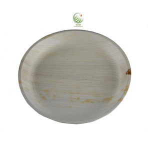 Assiette à dîner biodégradable naturelle Vaisselle en feuille de palmier Forme ronde Assiettes jetables en feuille de palmier - Product Image 1