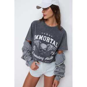 Camiseta Oversize Estampada con Efecto Lavado - Product Image 3