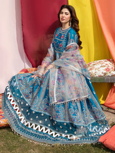 Algodón de césped puro impreso Salwar Kameez con trabajo Saroski y pantalones Palazzo bordado paquistaní elegante césped de alta calidad - Product Image 6