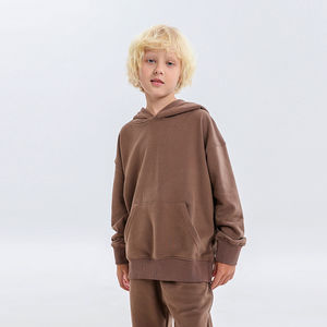 Sudaderas de gran tamaño de otoño Vintage personalizadas al por mayor de fábrica para niños, ropa de invierno con capucha para niños con patrón sólido - Product Image 2