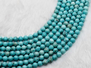 Bulk Loose Round <b>Beads</b> Strands of Turquoise Howlite Healing Gemstone 8MM Round <b>Stone</b> <b>Beads</b> - Product Image 1