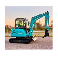Excavadora Sunward SWE 20F/FED de uso pesado, construida con una batería de litio confiable y un mecanismo de acoplamiento rápido.