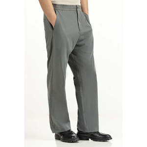 Pantalon Smart Casual MN-TRC-WS25-009, taille mi-haute élastique, tissu tissé léger, couleur unie, coupe droite, broderie, tailles XL à 6XL - Product Image 1