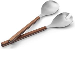 Service à salade en métal avec poignée peinte à la main, cuillère et fourchette à salade faits à la main, cuisine et Restaurant - Product Image 2